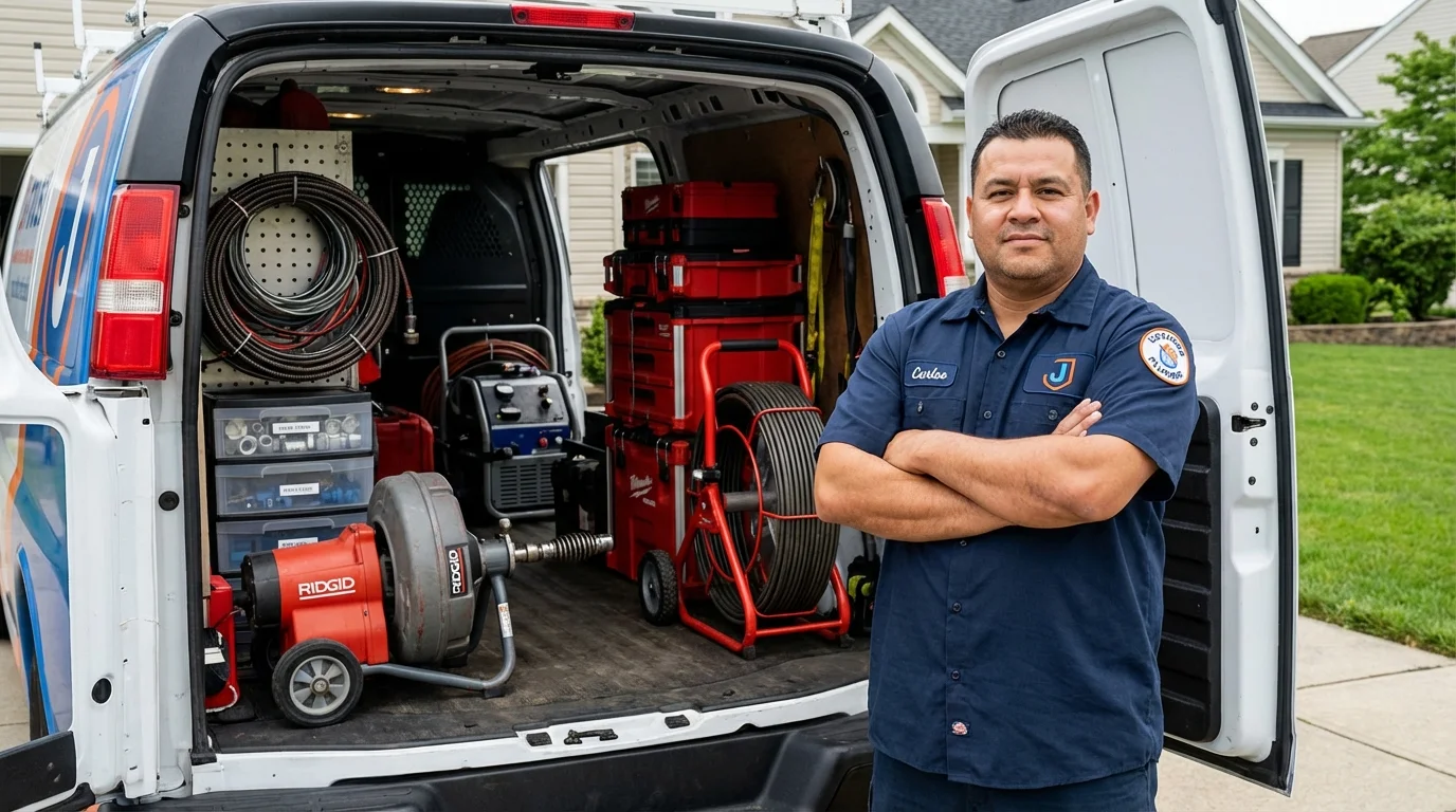 Professional drain cleaning equipment and Johns Plumbing LLC plumber in Oxon Hill